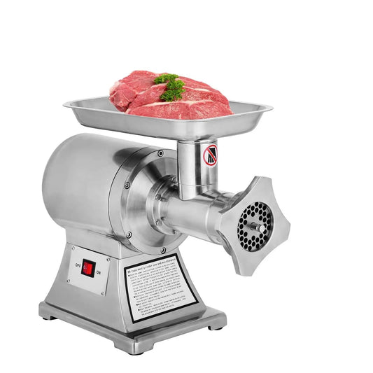 Elektrische Gehaktmolen - Voor alle soorten Vlees - Roestvrij staal - Vleesmolen - worstenmaker - 1100W - 550Lbs/Hour - 1.5HP - 93 r/min - Zilver - QUORE