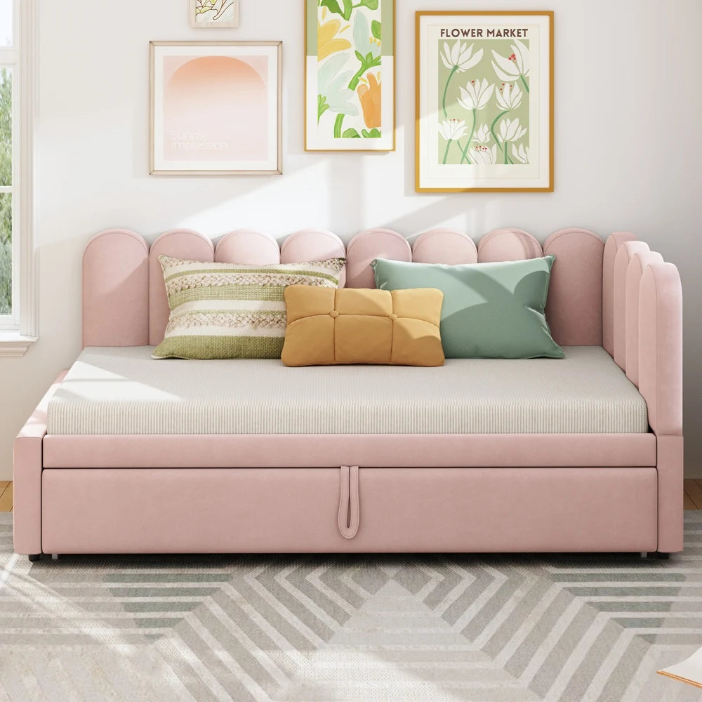 Bankbed – Slaapbank – Bedbank – Logeerbed – Futonbank – 2-zits velvet bankbed – Ruimtebesparend ontwerp – Comfortabele 140x200 cm slaapfunctie