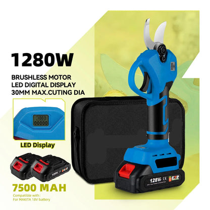 Elektrische Snoeischaar - Takkenschaar - Takkenzaag - Snoeizaag - Accu - 30MM - Borstelloze - Draadloze - Snijdiameter -  Takken en Tuinonderhoud - 18V - 2x Accu (Set B) - voor Bonsai
