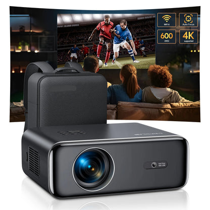 Beamer - Projector - Mini Projector - 1080P - Auto Focus 4K Ondersteunde - 600 ANSI Lumen - WIFI 6 & Bluetooth 5.2 - Outdoor Home Theater Beamer – 6D Keystone – EU Plug