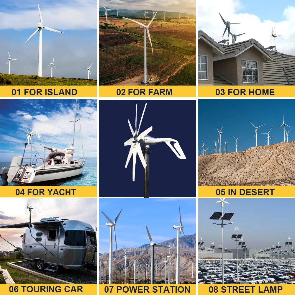 Windturbine – Windgenerator – Windmolen – Duurzame Energie – 1000W Vermogen – Weerbestendig Ontwerp - 12V - Met MPPT-controller