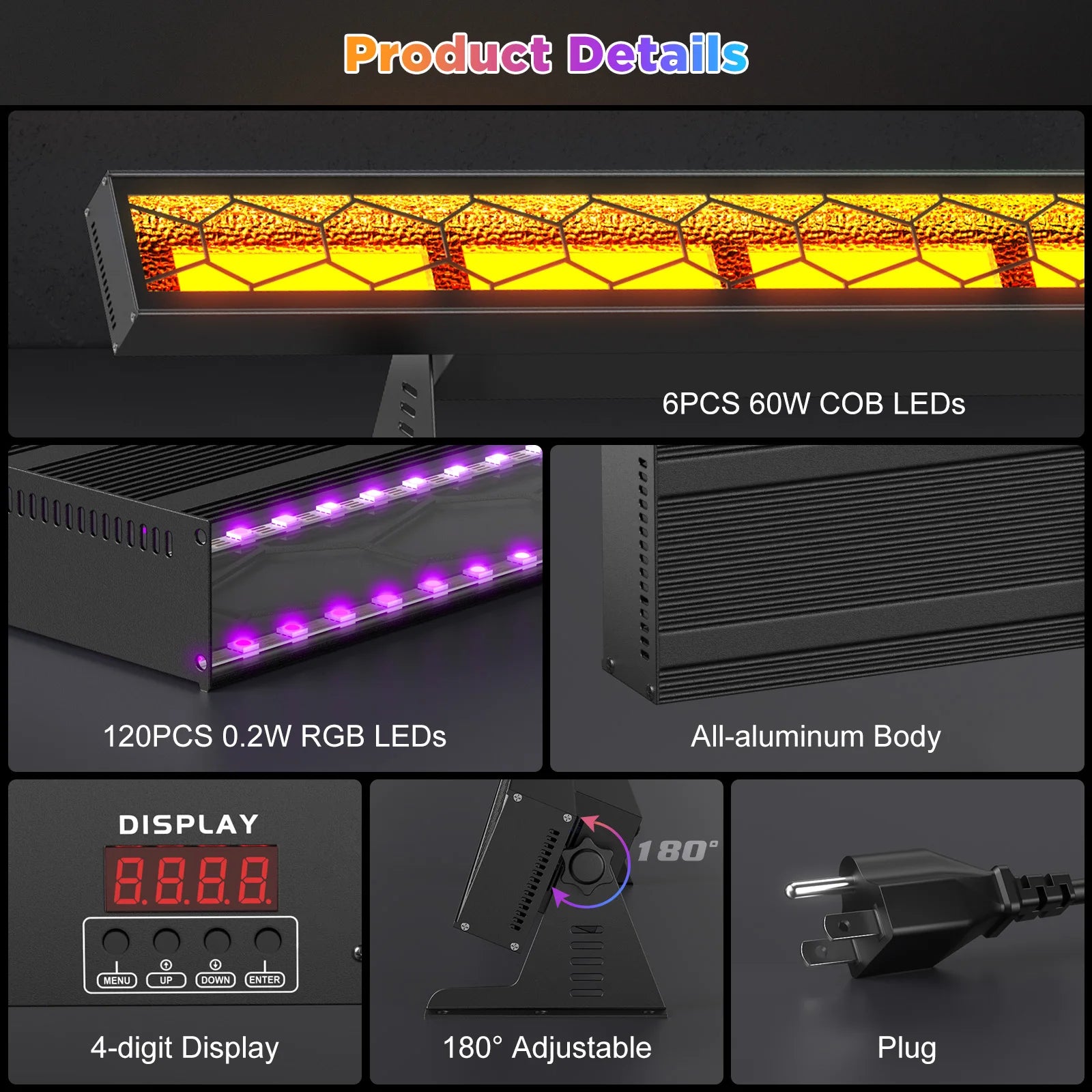 LED Lichtbalk Set – LED Lichtbalken – Podiumverlichting – DJ Lichtbalk – Sfeerverlichting – 420W Vermogen – Aluminium Behuizing – DMX512 Controle – RGB en COB LEDs – EU Stekker - QUORE