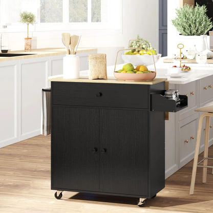 Homcom Kitchen Island with Wheels Folding Wing 106X42X87 cm - QUORE