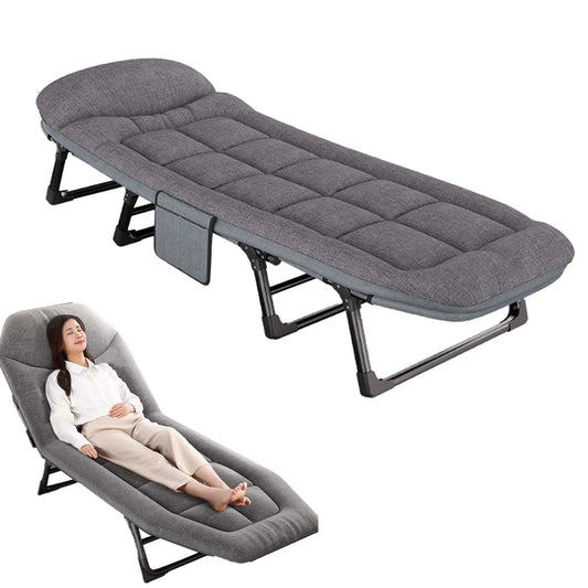 Outdoor Camping Vouwbed - Draagbare Lounge Chair met Verstelbare Rugleuning en Zacht Kussen - Multifunctioneel en Antislip - Gastbed voor Tuin en Kamperen