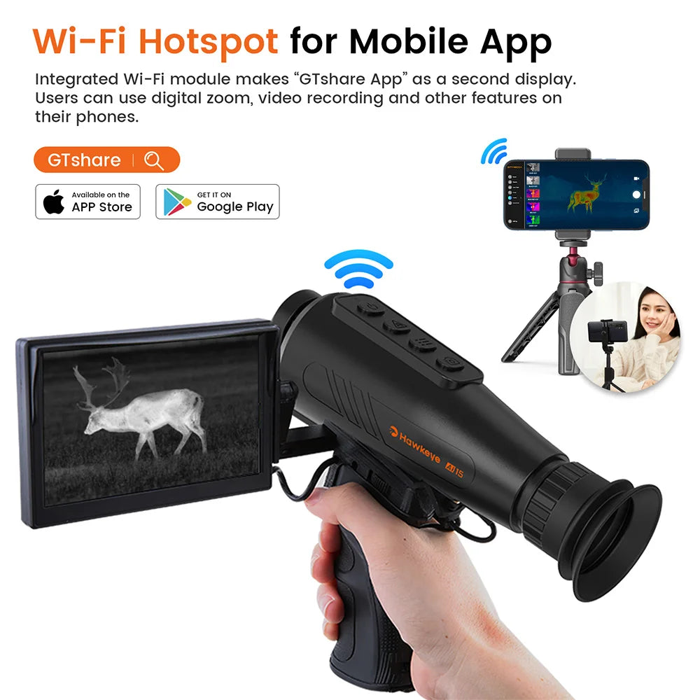 Thermische Monoculair – Warmtebeeldcamera – Nachtzichtkijker – Infraroodbril – Warmtebeeldcamera – 1,43 Inch AMOLED Scherm – 384x288 Resolutie
