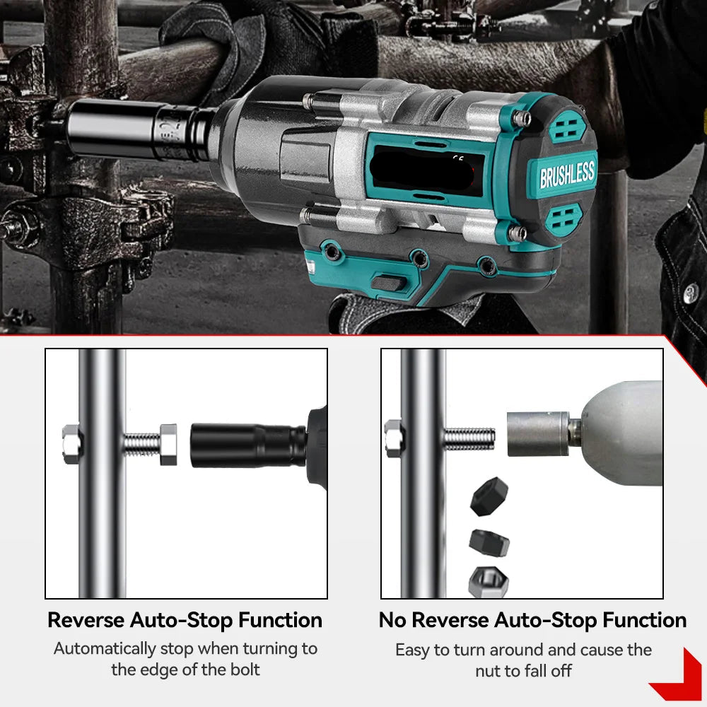 Accu Slagmoersleutel - Slagmoersleutelset - Slagschroevendraaier - 3/4" 3100N.M - 2800W Hoog Koppel  - Borstelloze - Elektrische - Snoerloos – Inclusief 2x Accu – Ideaal voor Auto Reparatie