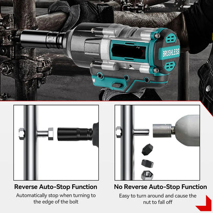 Accu Slagmoersleutel - Slagmoersleutelset - Slagschroevendraaier - 3/4" 3100N.M - 2800W Hoog Koppel  - Borstelloze - Elektrische - Snoerloos – Inclusief 2x Accu – Ideaal voor Auto Reparatie