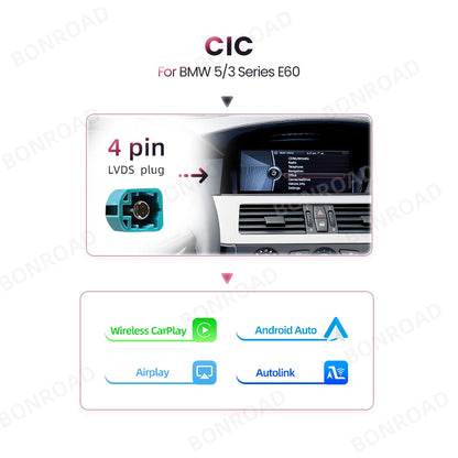 Multimedia Systeem BMW E60 E90 – CarPlay Radio – Android Auto Scherm – Touchscreen Navigatie – 8,8 Inch Display – Draadloze Connectiviteit – Achteruitrijcamera Input - QUORE