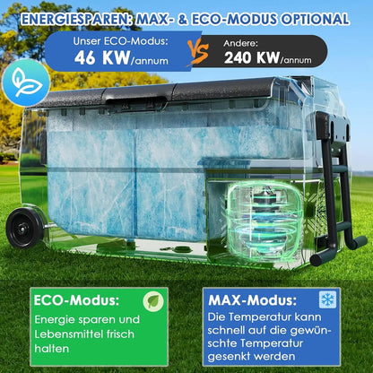 Koelbox – Draagbare Koelbox – Autokoelbox – Camping Koelbox – 32 Liter – Temperatuurbereik -20°C Tot +20°C – Stil Geluid Minder Dan 45 dB - QUORE