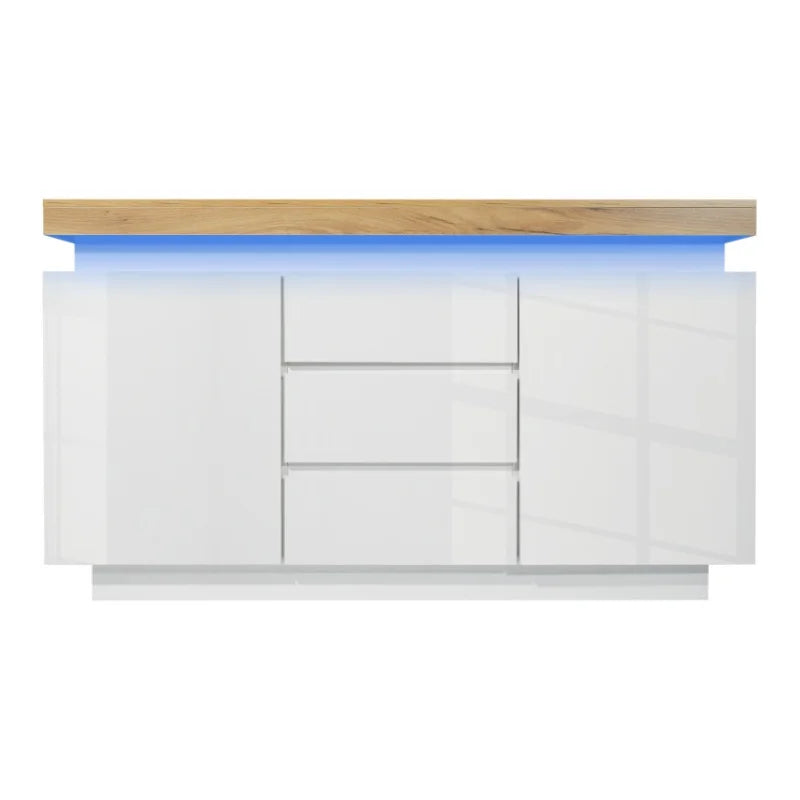 Opbergkast – Opbergmeubel – Kast Met Lades – Opbergmeubel Met Planken – Hoogglans Afwerking – LED Verlichting