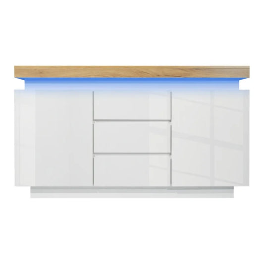Opbergkast – Opbergmeubel – Kast Met Lades – Opbergmeubel Met Planken – Hoogglans Afwerking – LED Verlichting