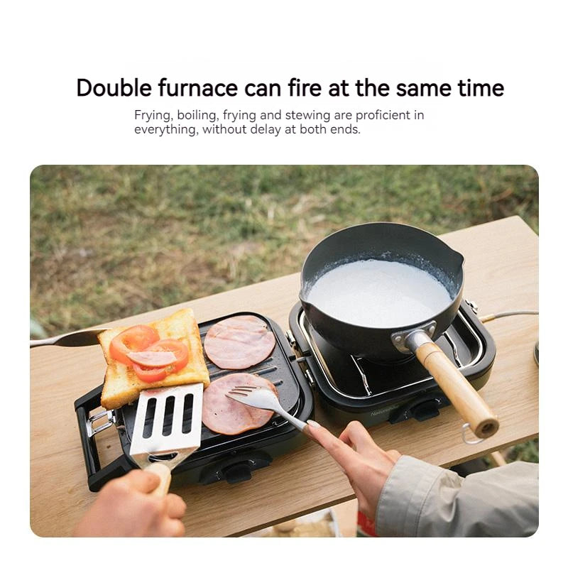 Tweepits Gasbrander – Ultralichte Gasbrander – Compacte Campingkookplaat – Buitenkeuken – 2300 Watt – Roestvrij Staal – Inklapbaar Design
