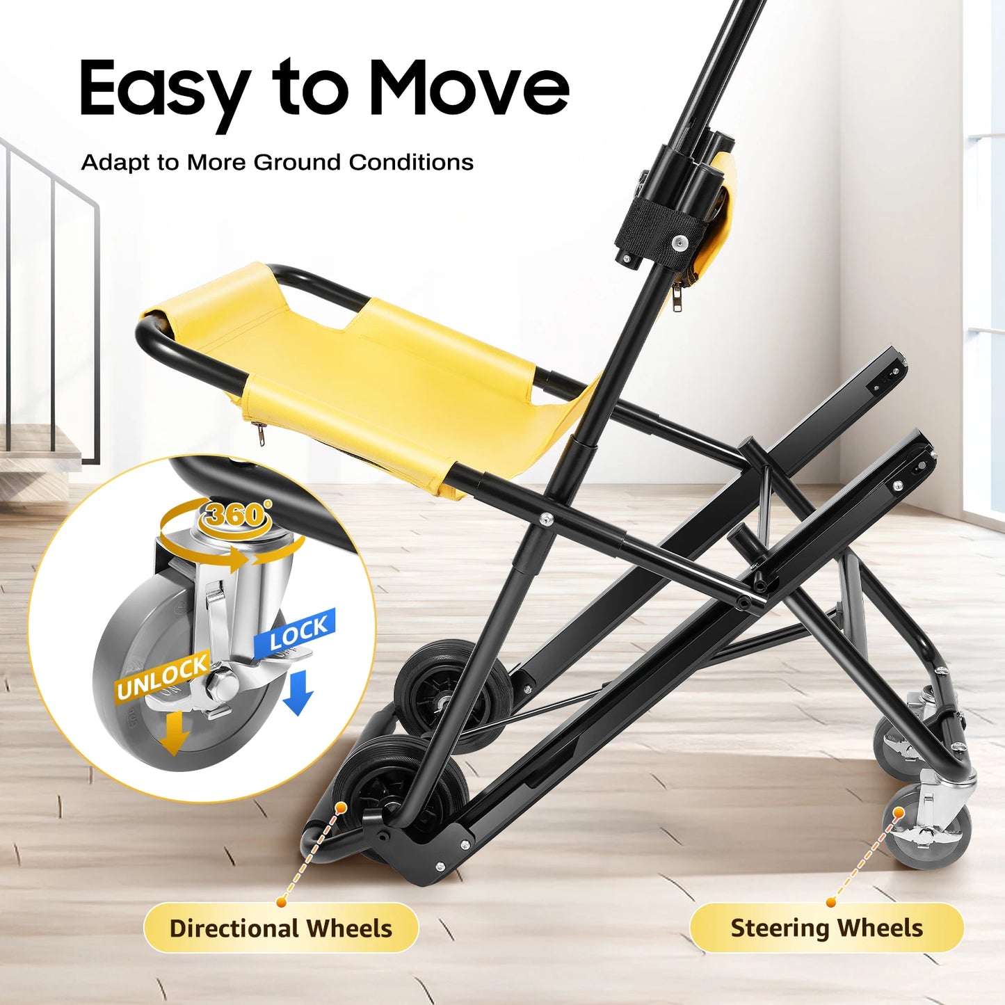 Opvouwbare Trapstoel – Evacuatiestoel – Rolstoel – Noodstoel – Aluminium Frame – Draagvermogen 160 Kg – Verstelbare Hoofdsteun