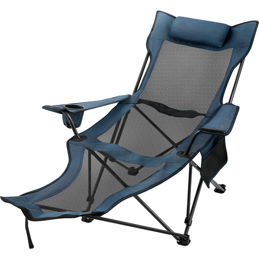 VEVOR Outdoor Folding Camp Chair Backrest With Footrest Portable Bed Nap Chair For Camping Fishing Foldable Beach Lounge Chair - QUORE