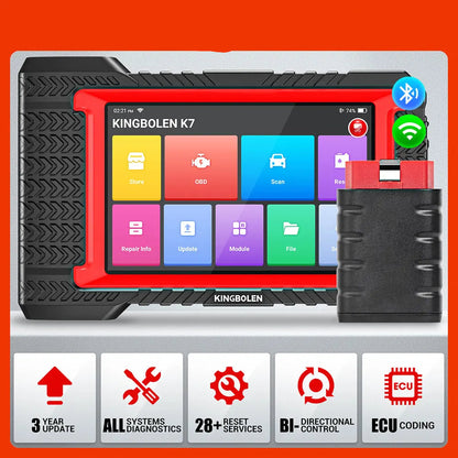Autodiagnosetool – OBD2 Scanner – Foutcode Lezer – Diagnosetablet – ECU Codering – 7 Inch HD Scherm – Bluetooth Verbinding – 3 Jaar Gratis Updates