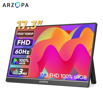 Draagbare Monitor – Extern Scherm – Mobiel Beeldscherm – Laptop Uitbreiding – 17,3 Inch Full HD – IPS Scherm – USB-C & Mini HDMI Aansluiting