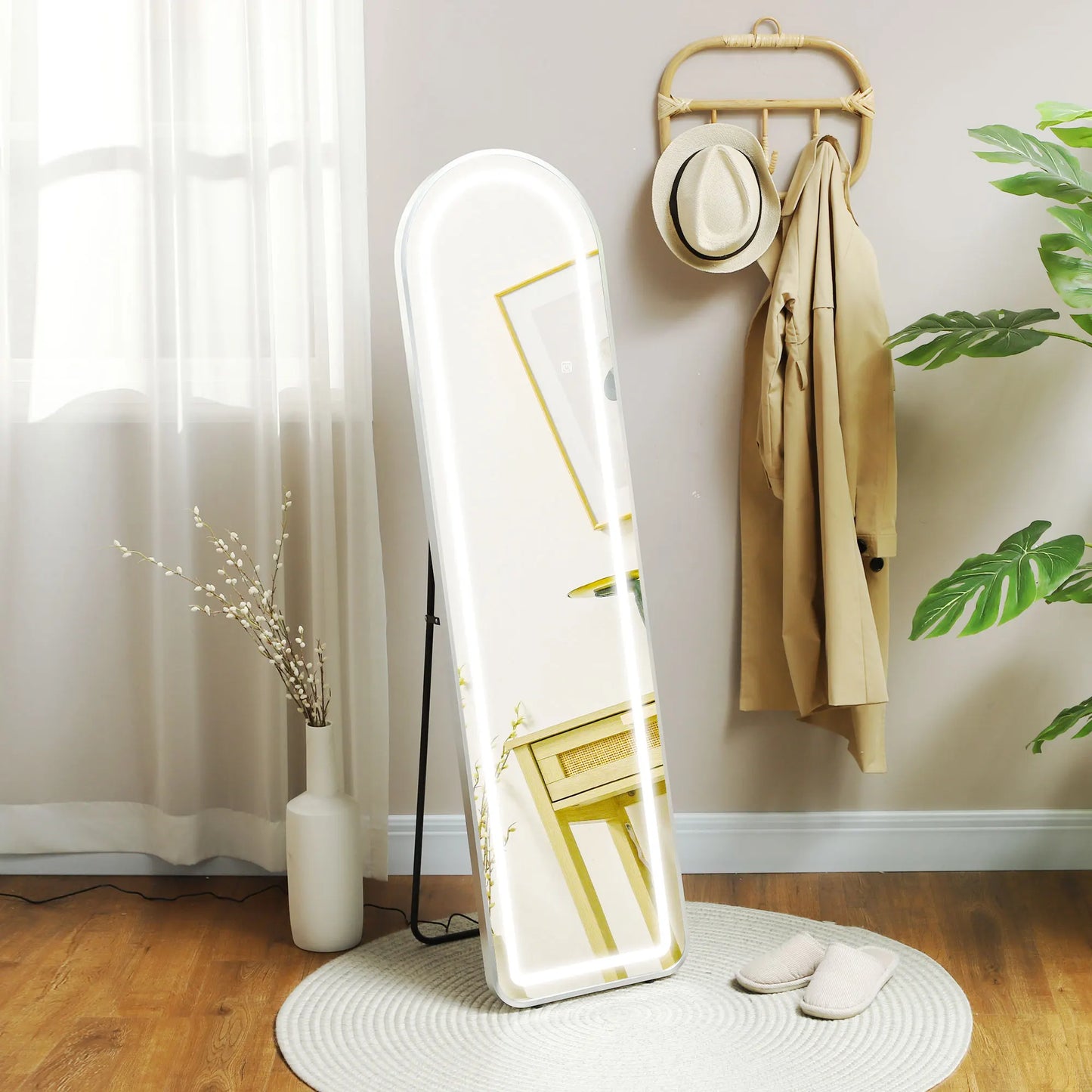 Staande Spiegel – Volledige Spiegel – Led Spiegel – Muurspiegel – 40x150 cm – Drie Lichtkleuren – Geheugenfunctie