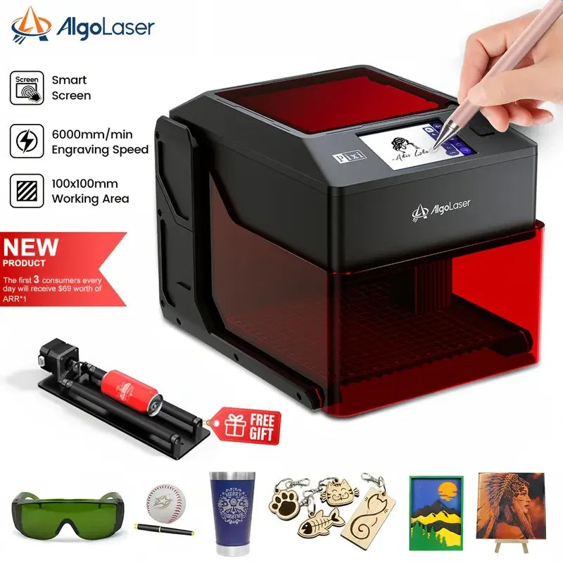 AlgoLaser 5W Laser Engraving Cutting Machine For Christmas And Halloween DIY Business Cards Stationery Wood Carving Oval Objects
