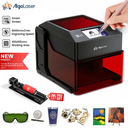 AlgoLaser 5W Laser Engraving Cutting Machine For Christmas And Halloween DIY Business Cards Stationery Wood Carving Oval Objects