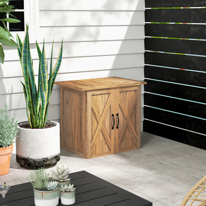 Tuinhuisje – Tuinkast – Tuinschuur – Berging – Buitenopslag – Vurenhout – Compact 0,39 m² – Dubbele Deuren Met Magnetische Sluiting - Natuurlijk Bruin Hout