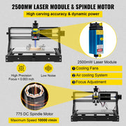 Laser engraving machine - Laser cutting machine - Laser engraving - Laser cutting machine - 3018 PRO Basic - with Laser module 3-axis - for DIY woodworking