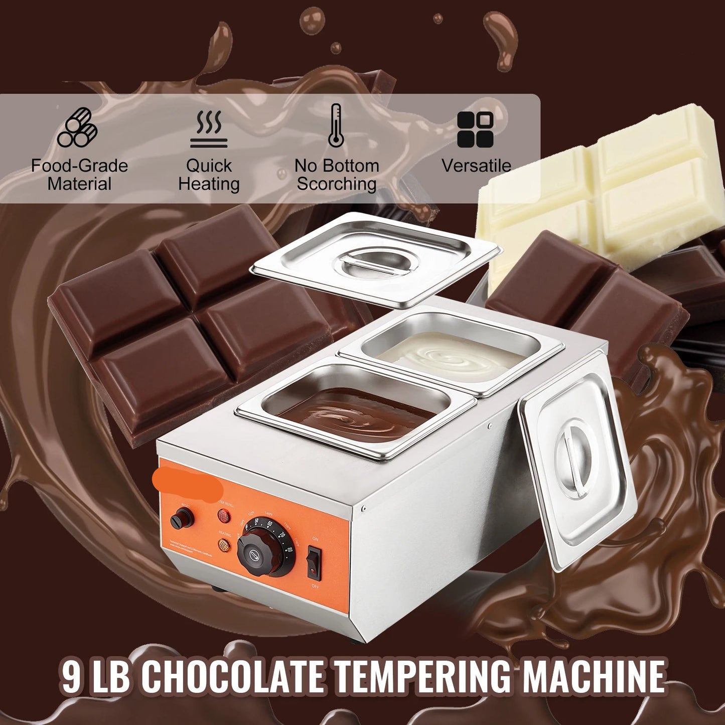 Chocolade Smelter - Chocolade Fondue - Smelt Chocolade - Chocoladesmeltkroes - Elektrische Chocoladesmelter - 2 Tanks - 17 lb - Chocolade Verwarmen & Tempereren