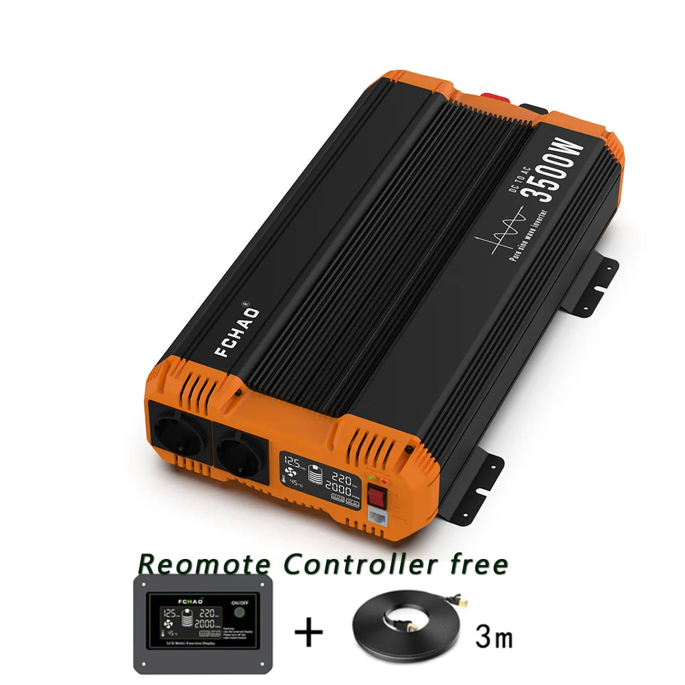24V DC Naar 220V AC Omvormer – Zonne-Omvormer – Inverter – Spanningsomzetter – Camper Omvormer – 3500W Vermogen – Pure Sinusgolf Uitgang – Hoge Efficiëntie 90%