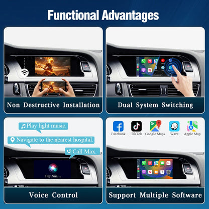 Draadloze CarPlay Adapter – Multimedia Interface – Android Auto Module – Smartphone Koppeling – Wireless Mirror Link – Compatibel Audi MMI 3G (2009-2018) – Plug-and-Play Installatie – AirPlay Streaming - QUORE