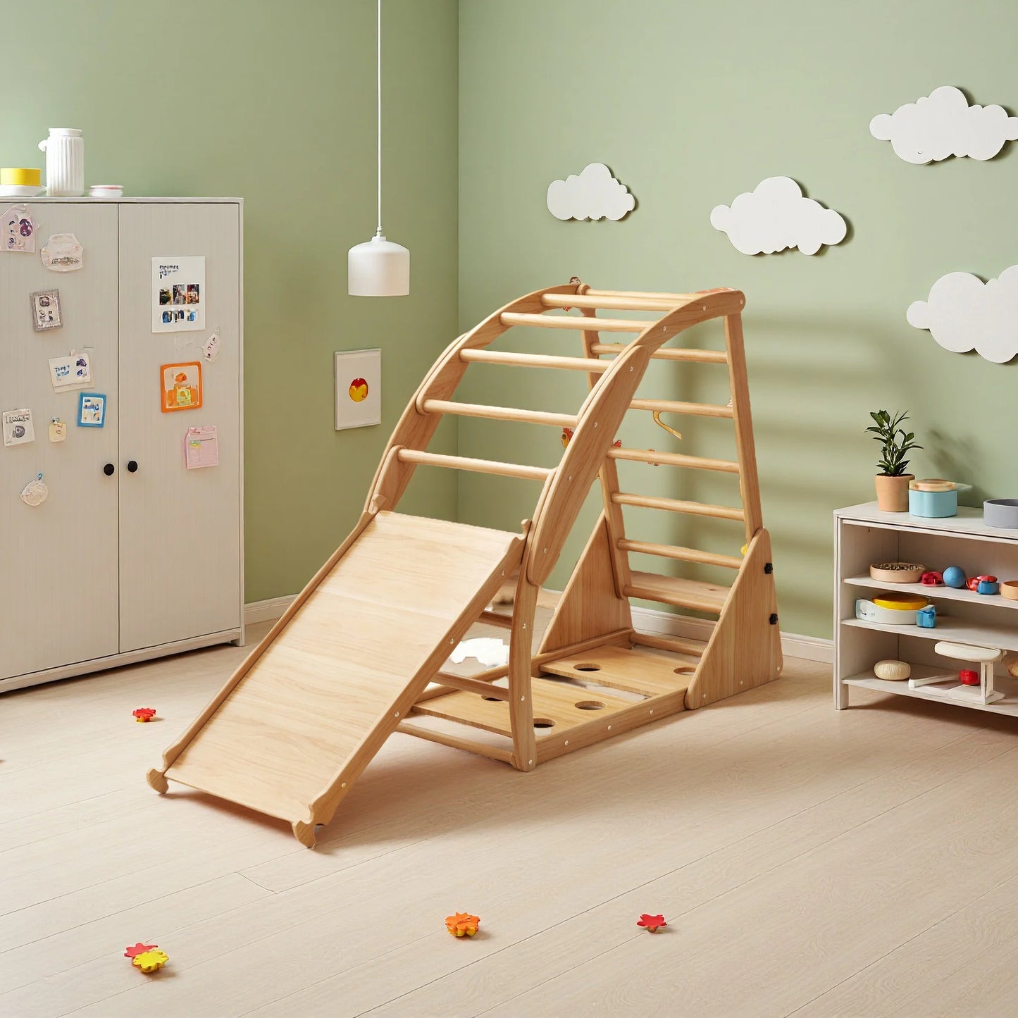 Houten Klimrek – Speelset – Klim- En Speeltoestel – Montessori Speelgoed – Massief Dennenhout – 8-in-1 Functioneel – Draagvermogen 50 Kg