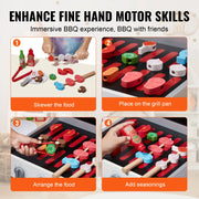 Barbecue BBQ Koken Keuken Speelgoed - Interactieve Grill Spelen - Voedsel Koken Speelset - Voor Kinderen Keuken Pretend Play - Simulatie Keuken Barbecue Speelgoed - Houten Grill Speelgoed Set