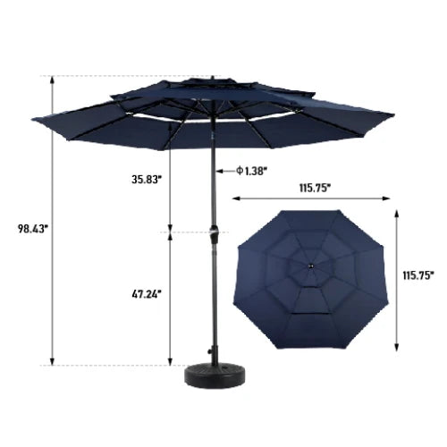 Parasol - Zweefparasol – Zonnescherm – Zonwering – Buitenluifel – Terrasbescherming – Balkon Schaduw – Handmatig Slingermechanisme – Waterbestendig Polyester - Marineblauw