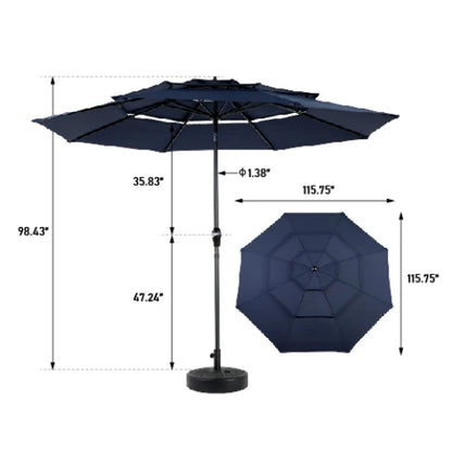 Parasol - Zweefparasol – Zonnescherm – Zonwering – Buitenluifel – Terrasbescherming – Balkon Schaduw – Handmatig Slingermechanisme – Waterbestendig Polyester - Marineblauw