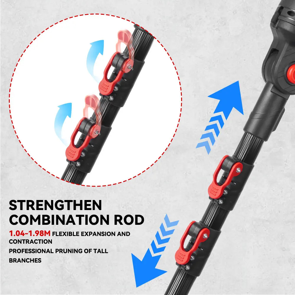 3-in-1 Snoeigereedschap - Accu Kettingzaag - Accu Snoeischaar - Telescopische Zaag -  Draadloze - 3500W - Lichtgewicht - Tuingereedschap - Zonder Accu - Rood - QUORE