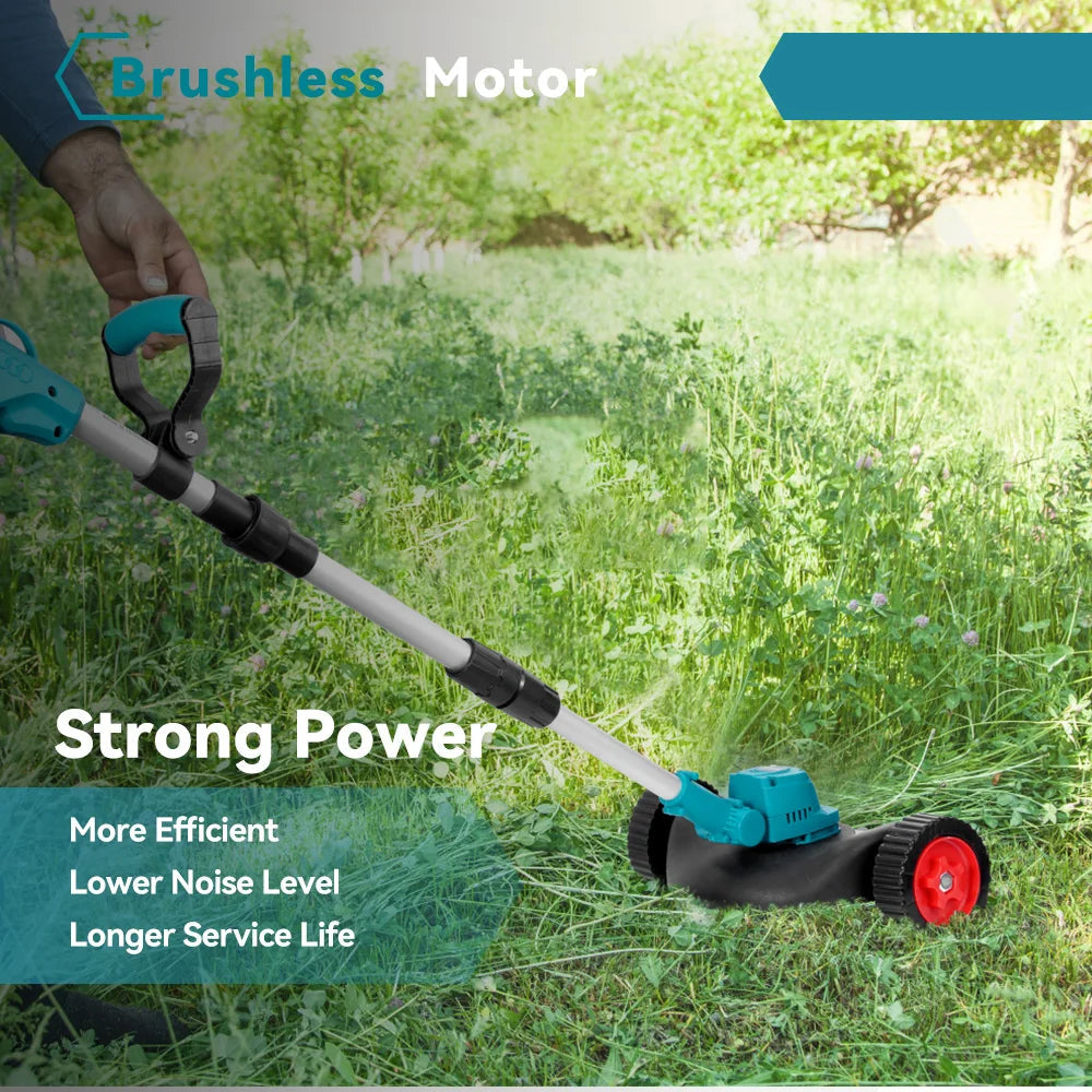 Handmaaier - Grasmaaier - Grastrimmer - Grasschaar - Grasmachine - 1500W - 12000RPM - 9-Inch - Elektrische/Accu - Grastrimmer met Verstelbare Handgreep – Oplaadbaar Tuingereedschap - 21V/18V Compatibel - Inclusief 2x Accu