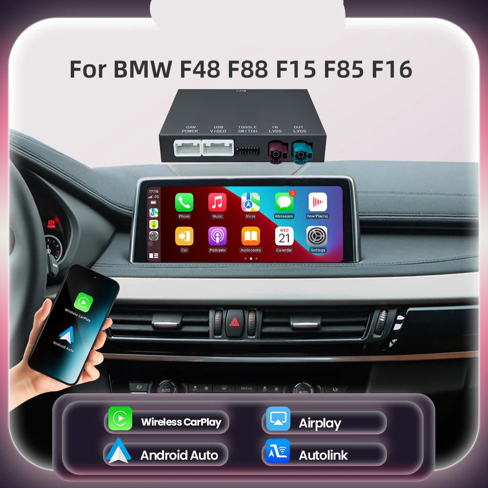 Draadloze CarPlay Module – Android Auto Adapter – Bluetooth Interface – Mirror Link Connector – BMW NBT EVO Systeem – Plug & Play Installatie – Handsfree Bellen - QUORE