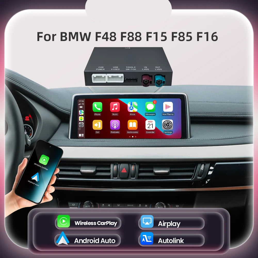 Draadloze CarPlay Module – Android Auto Interface – Smartphone Koppeling – Bluetooth Adapter – Mirror Link Voor BMW NBT EVO – Plug & Play Installatie – Veilig Handsfree Bellen
