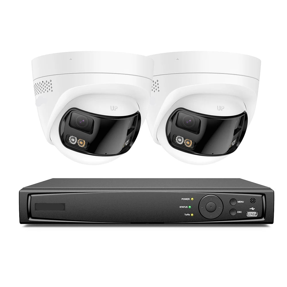 Beveiligingscamera Set – CCTV Camera – Bewakingscamera – Security Camera – Surveillance Camera – 8MP 4K Ultra HD – Dual Lens 180° Panorama – AI Mensdetectie – 1TB HDD NVR Met 2 Camera’s