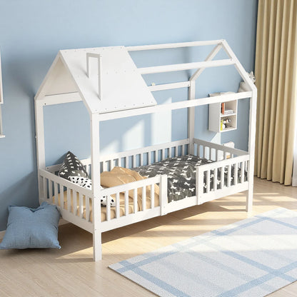 Kinderbed – Huisbed – Kinderbedden – Peuterbed – Houten Bed – 90x200 Cm – Valbeveiliging