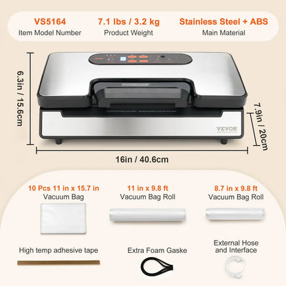 Vacuümsealer Machine - Vacuümmachine - Vacuümsealer - Foodsaver - Voedselbewaring - 90Kpa - Automatisch - en Handmatig - 30 cm Sealbreedte
