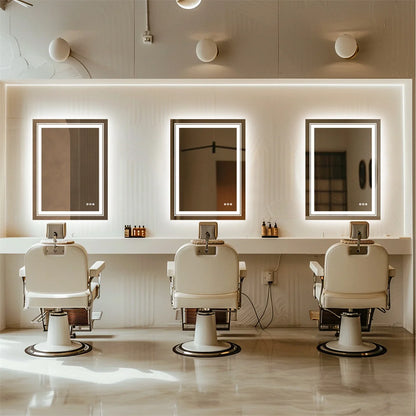 Badkamerspiegel - met Licht - Wandspiegel - Montage - Frameloze - 60x80cm - Anti-condens - met Licht Achtergrondverlichting - IP65 Waterdicht - Aanraaksensor - Dimbaar Ontwaseming - Douche - Make-up en Scheren