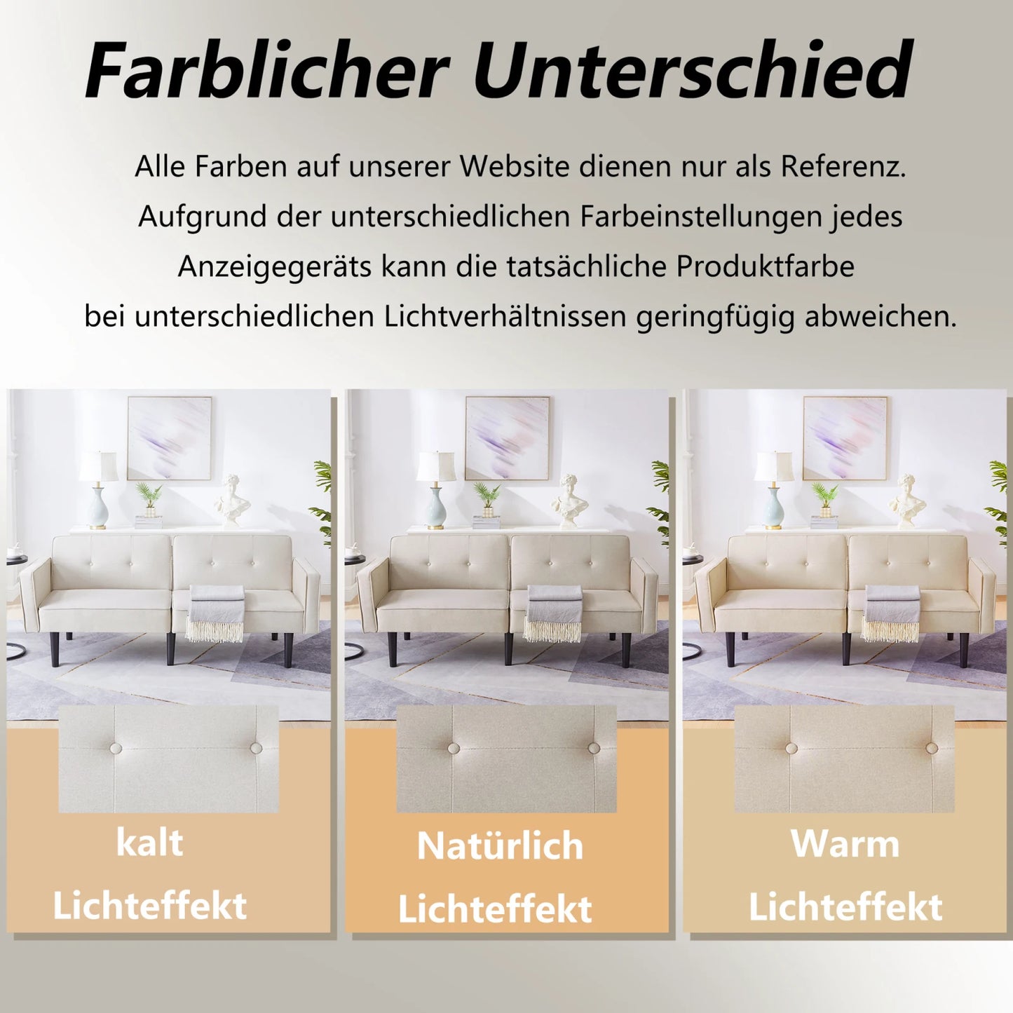 Slaapbank – Bankbed – Bedbank – 2-Zitsbank – Verstelbare Rugleuningen – Katoen-Linnen Stof – Houten Poten - 176 x 76 x 74 cm - Beige