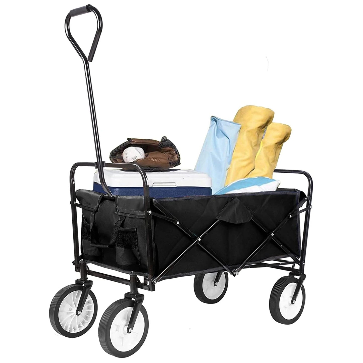 Bolderkar - Wagen - Bolderwagen - Opvouwbaar - Strandkar - Sterke Camping- en Strandwagen met Wielen en Handvat - 75 kg laadvermogen - Zwart