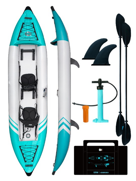 Kajak – Opblaasbare - voor 2-Persoons – Inflatable Kajak – PVC – Lichtgewicht 11,5 Kg – Stevig Dubbelwandig Materiaal