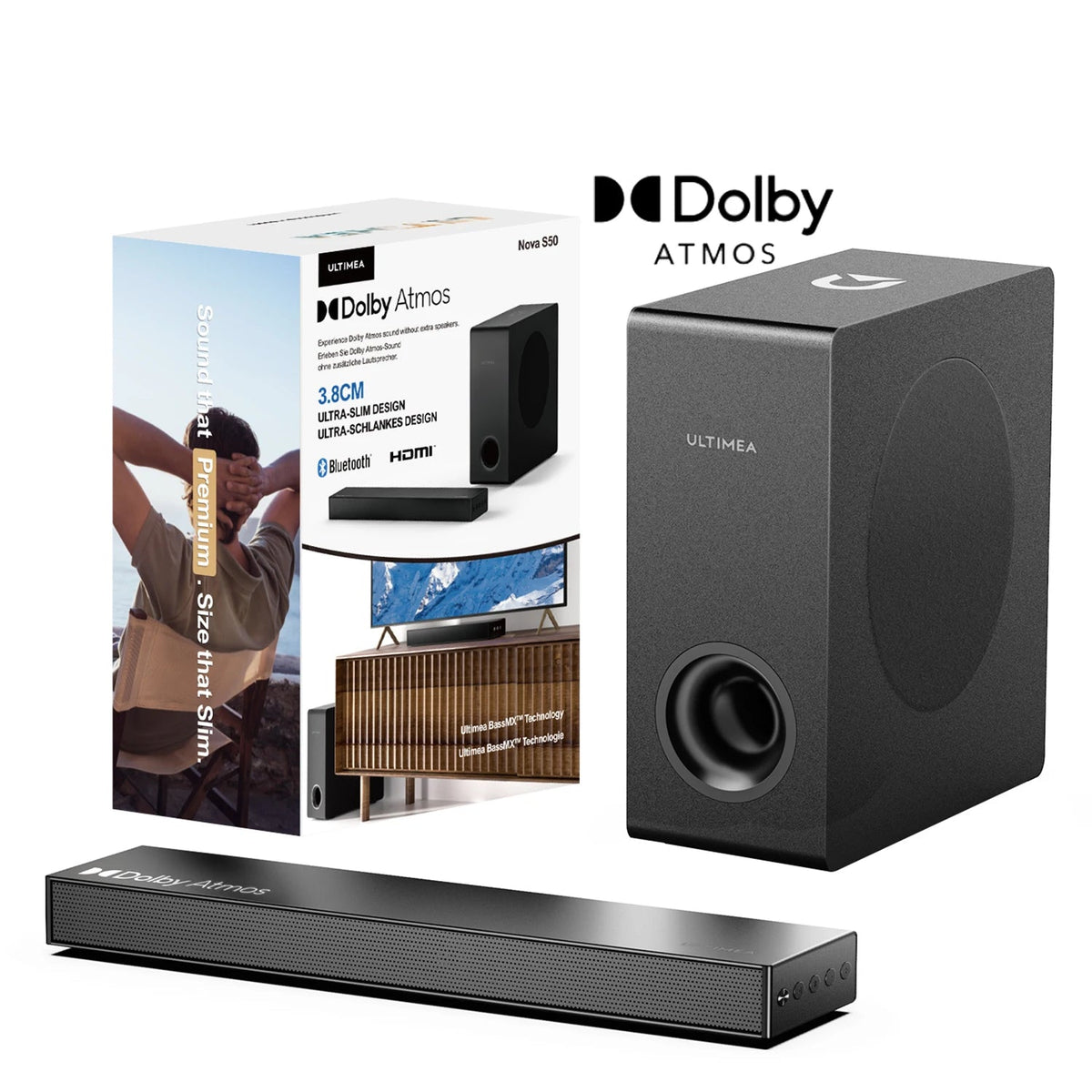 Soundbar - 2.1 Soundbar for TV - 190W - 87dB - 45Hz-20KHz - Speakers - Speaker cables - Speaker - Black