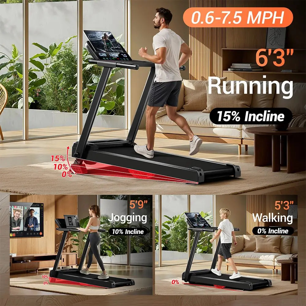 Loopband – Treadmill – Hardloopband – Fitnessapparaat – Trainingsmachine – Inklapbaar Design – 12 km/u Max Snelheid – 12 Programma’s