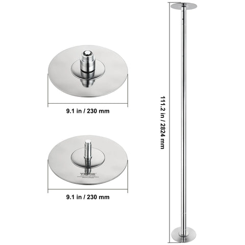 Vevor - Dance Pole - Stripping Pole - Pole Dancing - Dance Bar - 45mm Heavy-Duty - Stainless Steel