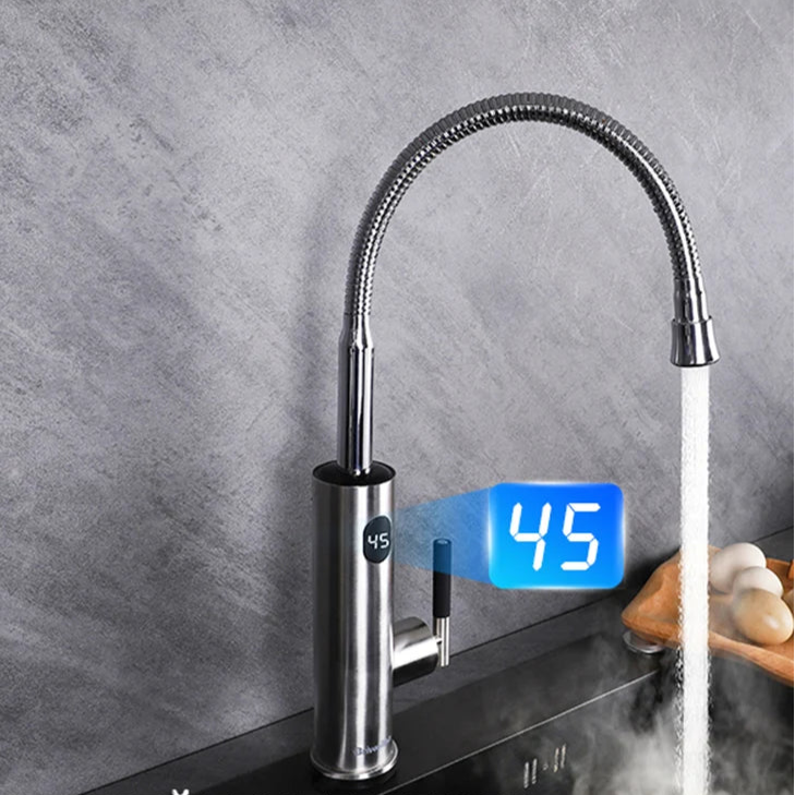 Kraan - Keukenkraan - Elektrische Waterverhitter Kraan - Thermostaatkraan - 220V - Tankless Water Heater - met 360 Graden Draaiende Uitloop - Zwart