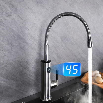 Kraan - Keukenkraan - Elektrische Waterverhitter Kraan - Thermostaatkraan - 220V - Tankless Water Heater - met 360 Graden Draaiende Uitloop - Zwart