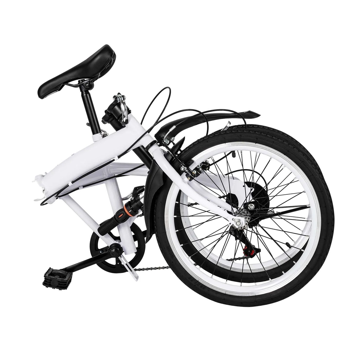 Vouwfiets Kinderfiets – Inklapbare Fiets – Stevige Fiets – Verstelbare Kinderfiets – 6 Versnellingen – Robuust Stalen Frame - Wit