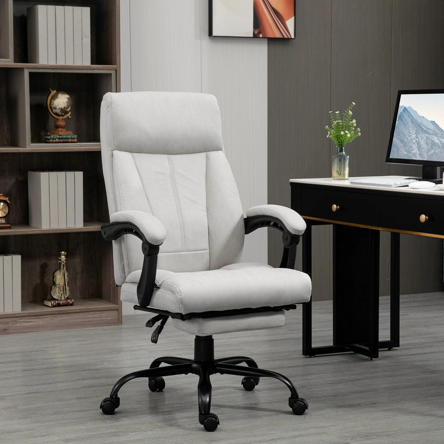 Massage Bureaustoel – Massagestoel – Office Chair Met Massage – Bureaustoel Met Verwarming – Verstelbare Bureaustoel – Zes-punten Massage – Lendenverwarming - 74 x 65 x 111-119 cm - Wit